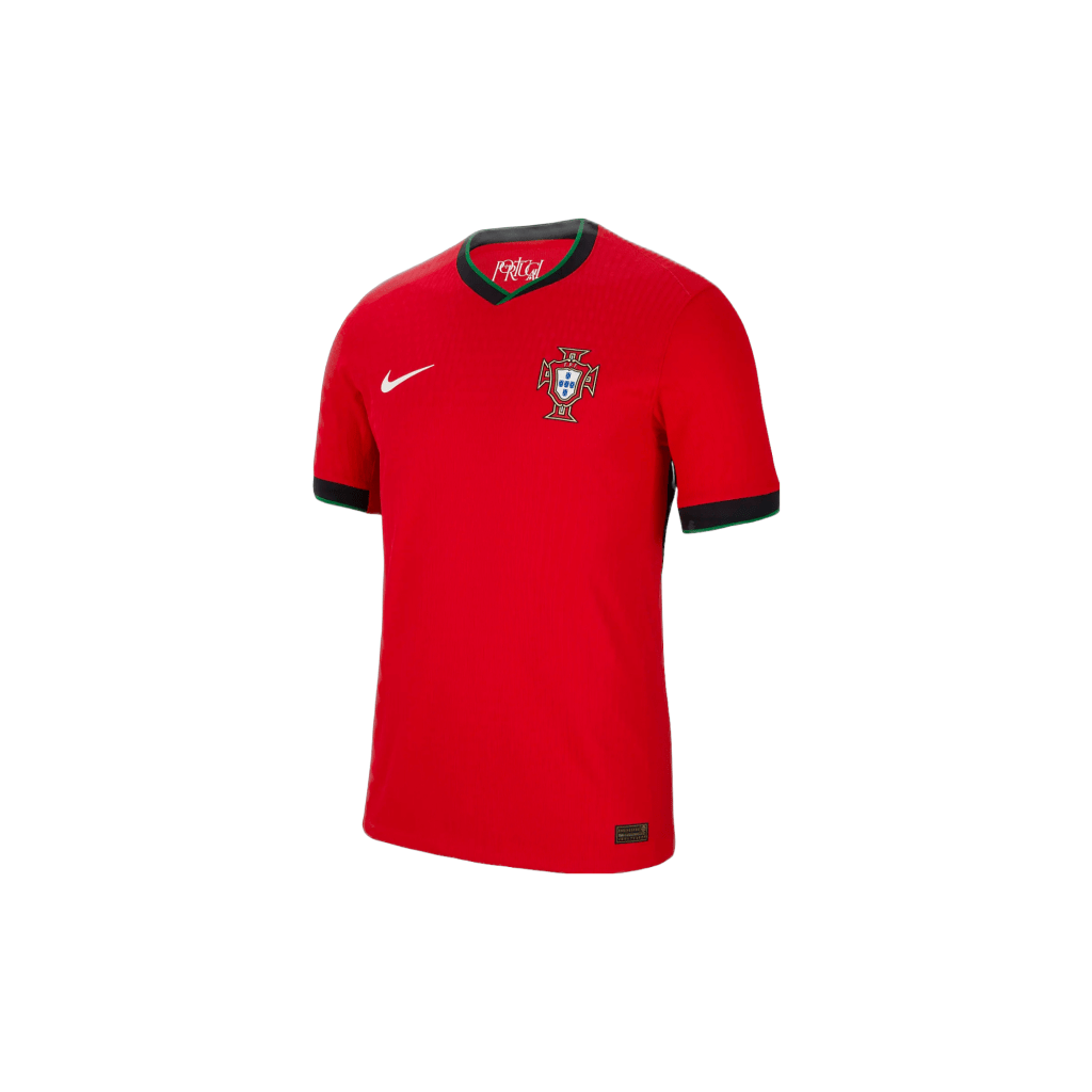 Red Portugal Euro 2024 home shirt with black details, shop now